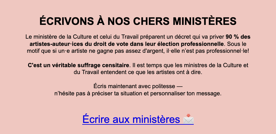 Écrivons à nos chers ministères